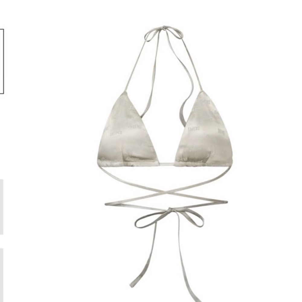 Skims Jacguard marble triangle bikini top cream large
